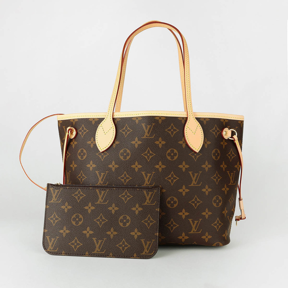 Louis Vuitton Monogram Neverfull Tote Bag Canvas Leather Brown